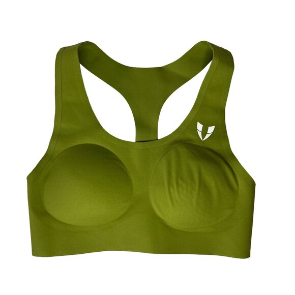 Firm Abs Racerback Sports Bra Womens XS Olive Green New Padded - Picture 1 of 11